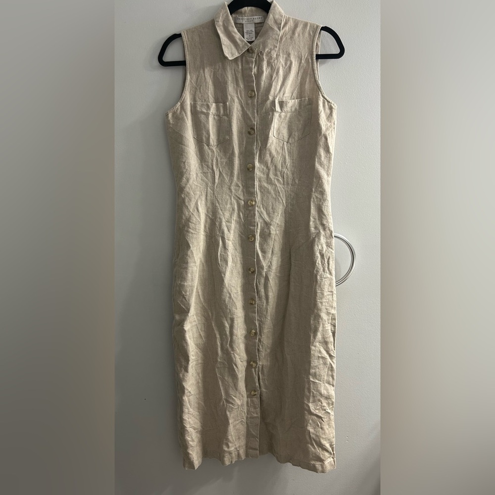Geoffrey Beene 100% linen button up dress summer dress